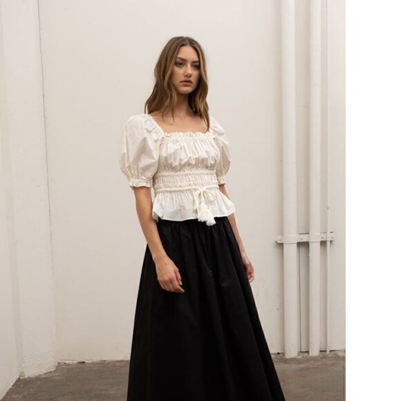 Moon River Tied Front Cotton Peplum Tops Cream Size XS - Picture 2 of 10